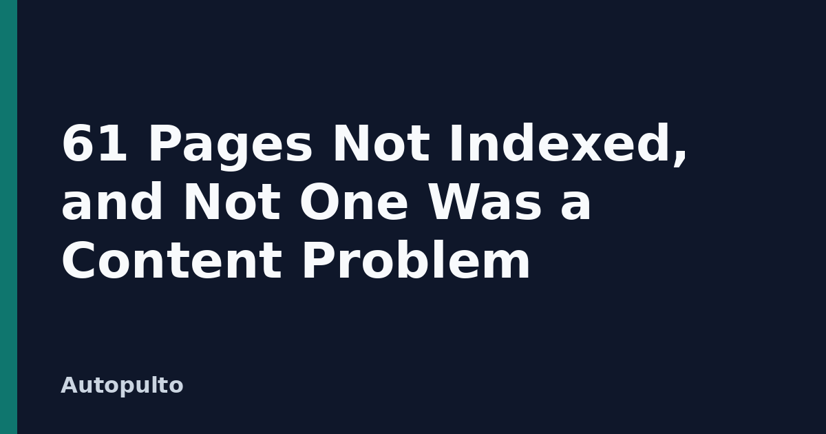 61 Pages Not Indexed, and Not One Was a Content Problem